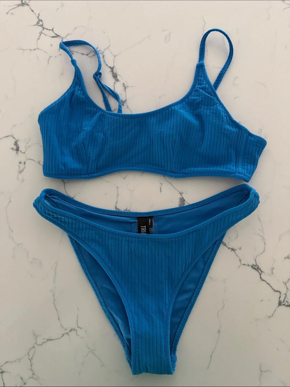 Ribbed Blue Bikini Set